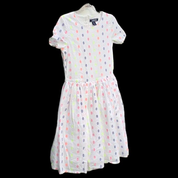 LANDS' END Girls White Polka Dot Dress sz 8 - Picture 2 of 6